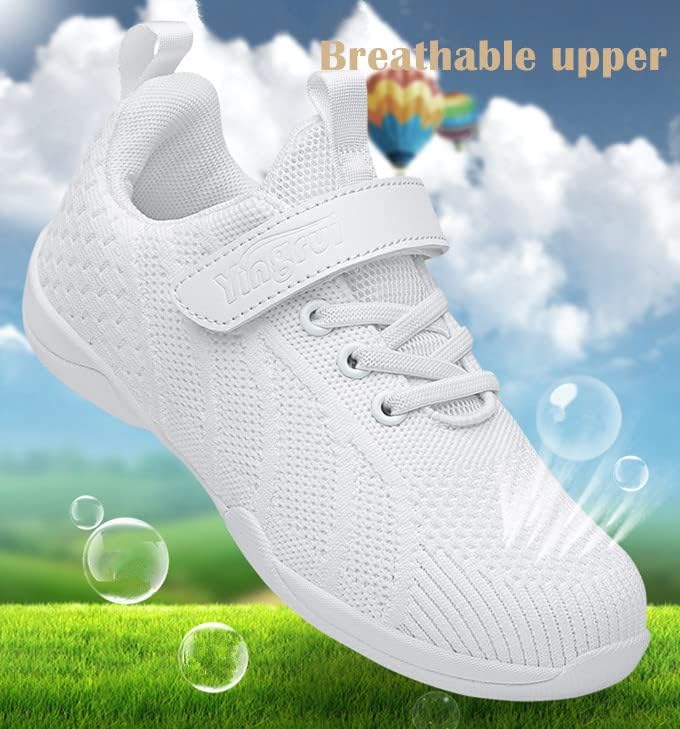 DADAWEN Youth Girls White Cheerleading Shoes Athletic Training Tennis Breathable Competition Cheer Sneakers - Image 3